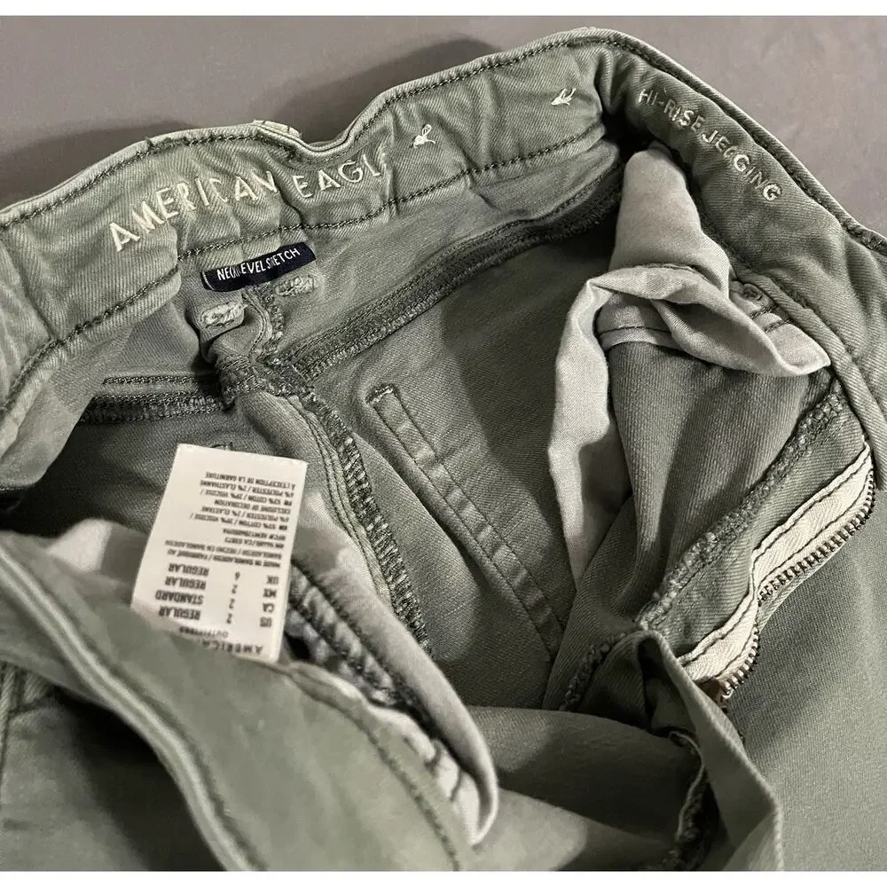 American Eagle Womens 2 Green Next Level Stretch High Rise Slim Jegging Jeans
